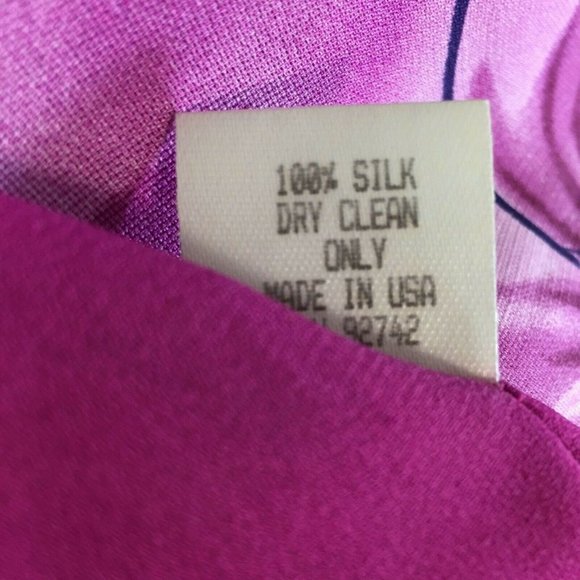 NEW Juliana Collezione 8 Silk Crop Top Pink Purple Tropical Forest Bow Tie Mock - Picture 7 of 7